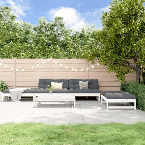 vidaXL 5-delige Loungeset met kussens massief hout wit, Tuin en Terras, Tuinsets en Loungesets, Loungeset, Nieuw, 5 zitplaatsen