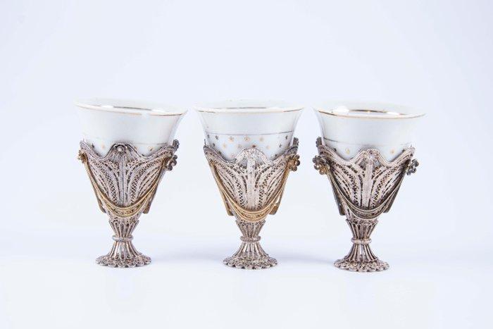 Ottoman Filigree Work - Koffieservies - Zilver, Porselein, Antiek en Kunst, Kunst | Niet-Westerse kunst