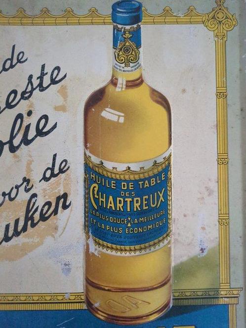 Tafelolie Chartreux - Emaille plaat - Blik, Antiek en Kunst, Antiek | Wandborden en Tegels