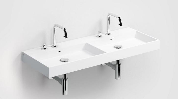 Clou Wash Me wastafel dubbel 110x42cm kleur mat wit, Doe-het-zelf en Verbouw, Sanitair, Nieuw, Ophalen of Verzenden