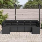 vidaXL Tuin Sofa Set met kussen 7 pcs Zwart Poly riet, Tuin en Terras, Verzenden, Nieuw, Rotan