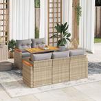 vidaXL 6-delige Loungeset met kussens poly rattan acacia, Verzenden, Nieuw, Rotan, Loungeset