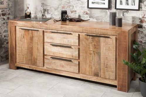 Massief dressoir IRON CRAFT 174cm mangohout handgemaakt -, Huis en Inrichting, Kasten | Dressoirs, Ophalen of Verzenden