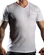 TapouT White Line Stitches Katoenen V-hals T-Shirt Wit, Kleding | Heren, Sportkleding, Nieuw, Maat 46 (S) of kleiner, Ophalen of Verzenden