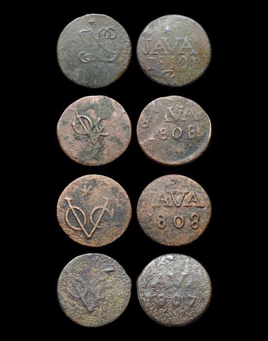 Indonesië, Java. Duit 1807, 1808 & 1808 Mint Error & 1810 -, Postzegels en Munten, Munten | Azië
