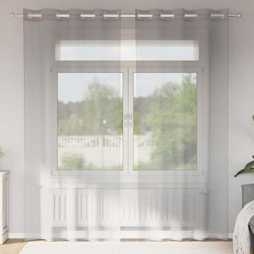 vidaXL Gordijnen voile met doorvoertules 2 st 140x225 cm, Huis en Inrichting, Stoffering | Gordijnen en Lamellen, Grijs, Nieuw