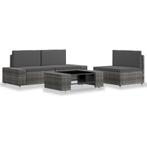 vidaXL 4-delige Loungeset poly rattan grijs, 4 zitplaatsen, Nieuw, Loungeset, Verzenden