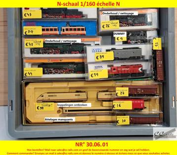 N-schaal 1/160 materiaal te koop: locomotieven, wagons, sets beschikbaar voor biedingen
