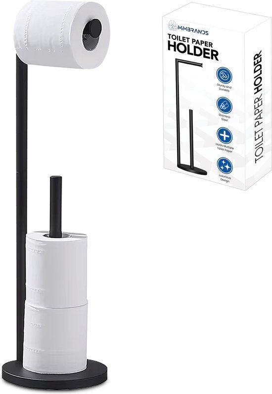 2dekans | MM Brands WC Rolhouder Staand - 2 in 1, Huis en Inrichting, Badkamer | Badtextiel en Accessoires, Zwart, Zo goed als nieuw