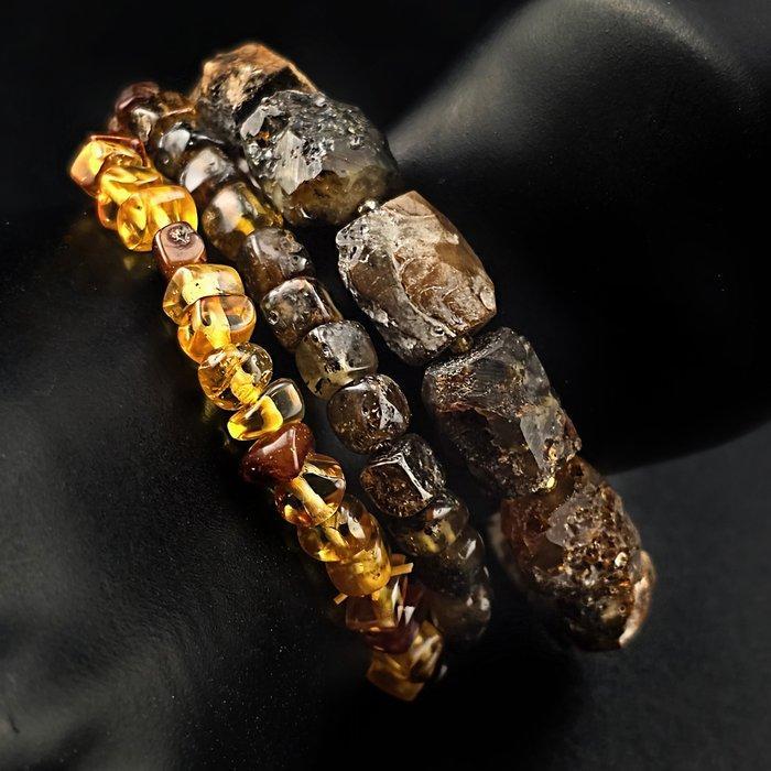 Barnsteen - Baltic Amber Trio Bracelet Set – Raw Earth,, Antiek en Kunst, Curiosa en Brocante