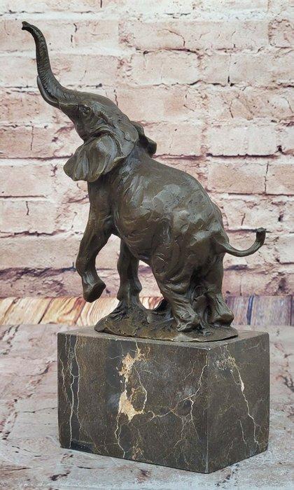 Milo (1910-1978) - Beeld, Olifant - 31 cm - Brons, Marmer, Antiek en Kunst, Curiosa en Brocante