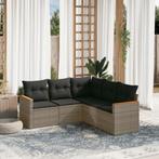 vidaXL 5-delige Loungeset met kussens poly rattan grijs, Tuin en Terras, Tuinsets en Loungesets, Verzenden, Nieuw, Rotan, Loungeset