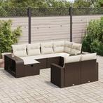 vidaXL 10-delige Loungeset met kussens poly rattan bruin, Meer dan 8 zitplaatsen, Nieuw, Loungeset, Verzenden