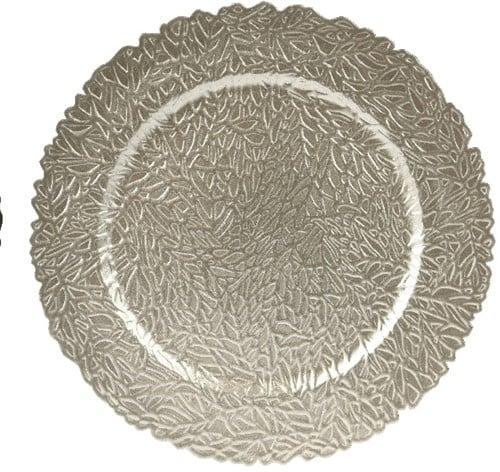 Onderbord Barok Rond Zilver 33 cm, Huis en Inrichting, Woonaccessoires | Kunstplanten en Kunstbloemen, Nieuw, Ophalen of Verzenden