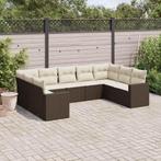 vidaXL 9-delige Loungeset met kussens poly rattan bruin, Verzenden, Nieuw, Rotan, Loungeset