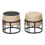 Krukje en bijzettafel Tas rond 2-in-1 set stapelbaar beige e, Verzenden, Nieuw