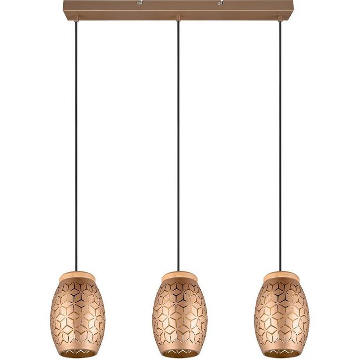 LED Hanglamp - Trion Dabi - E27 Fitting - 3-lichts - Coffee, Huis en Inrichting, Lampen | Hanglampen, Nieuw, Metaal, Ophalen of Verzenden