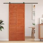 vidaXL Schuifdeur Wasbruin 90 x 210 cm Massief grenenhout, Doe-het-zelf en Verbouw, Deuren en Horren, Verzenden, Nieuw