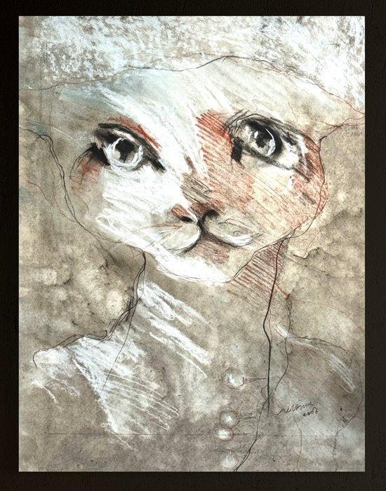 Robert Detheux (1932-2010) - Chat au regard d’ambre - 2007, Antiek en Kunst, Curiosa en Brocante