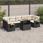 vidaXL 8-delige Loungeset met kussens poly rattan acacia, Verzenden, Nieuw, Rotan, Loungeset