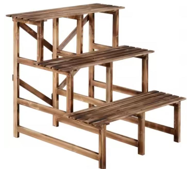 Houten Bloemenplank met 3 Treden - Grenenhout voor Tuinen Ba, Tuin en Terras, Bloembakken en Plantenbakken, Nieuw, Verzenden