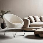 Loungestoel Centera, gestoffeerd, rond - Fluweellook beige, Verzenden, Nieuw