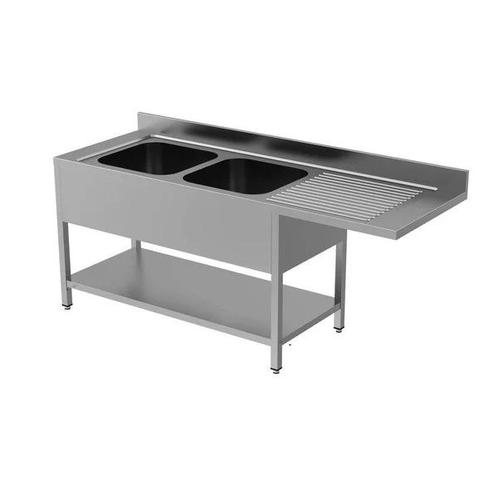 Unninox RVS Spoeltafel | Achter Rand En Bodemschap | 2 Kuipe, Zakelijke goederen, Horeca | Keukenapparatuur, Nieuw in verpakking