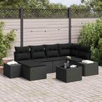 vidaXL Tuin Sofa Set met kussen met opslag 6 pcs Zwart poly, Tuin en Terras, Tuinsets en Loungesets, Verzenden, Nieuw, Rotan