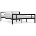 vidaXL Bedframe metaal zwart en wit 120x200 cm, Huis en Inrichting, Slaapkamer | Bedden, Verzenden, Zwart, Nieuw, Twijfelaar