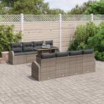 vidaXL Tuin Sofa Set met kussen met opslag 9 pcs Grijs Poly, Tuin en Terras, Tuinsets en Loungesets, Verzenden, Nieuw, Rotan