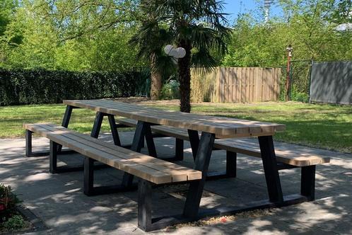 Rockwood® Picknicktafel Larix - Zwaar Kunststof - Sand Beige, Tuin en Terras, Picknicktafels, Nieuw, Hout, Rechthoekig, Ophalen of Verzenden