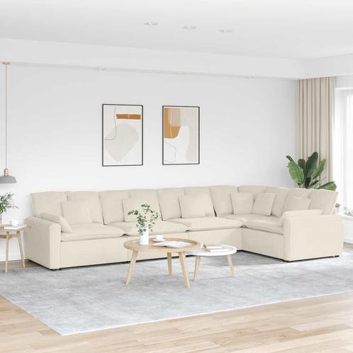 vidaXL Modulaire bank met kussens fluweel crèmekleurig, Huis en Inrichting, Banken | Bankstellen, Nieuw, Stof, Verzenden
