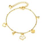 18K gold plated Stainless steel Hearts bracelet, Intensity, Verzenden