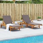 vidaXL Ligbedden 2 st met kussens 200x68x83 cm massief, Verzenden, Nieuw