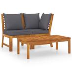 vidaXL 3-delige Loungeset met donkergrijze kussens massief, Verzenden, Nieuw, Hout, Loungeset