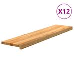 vidaXL Traptreden 12 st 110x25x2 cm massief eikenhout, Doe-het-zelf en Verbouw, Ladders en Trappen, Verzenden, Nieuw