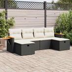 vidaXL 6-delige Loungeset met kussens poly rattan zwart, Verzenden, Nieuw, Rotan, Loungeset