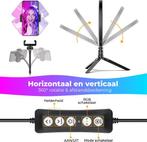 2dekans | Studio ME Multi Kleuren Ringlamp met Statief - 10, Audio, Tv en Foto, Fotografie | Statieven en Balhoofden, Ophalen of Verzenden