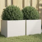 vidaXL Plantenbakken 2 st 32x30x29 cm staal wit, Tuin en Terras, Bloembakken en Plantenbakken, Verzenden, Nieuw, Metaal