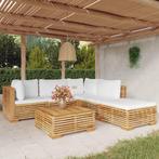 vidaXL 6-delige Loungeset met kussens massief teakhout, Tuin en Terras, Verzenden, Nieuw, Teakhout, Loungeset