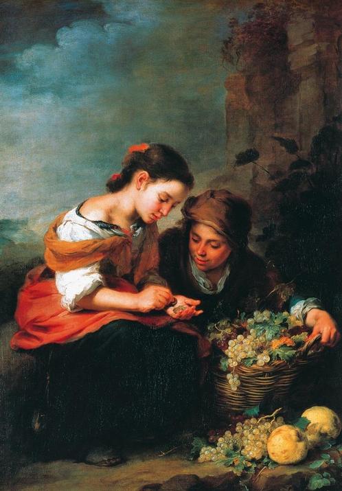 Kunstdruk B.E. Murillo - Die kleine Obsthändlerin 48x69cm, Huis en Inrichting, Woonaccessoires | Schilderijen, Tekeningen en Foto's