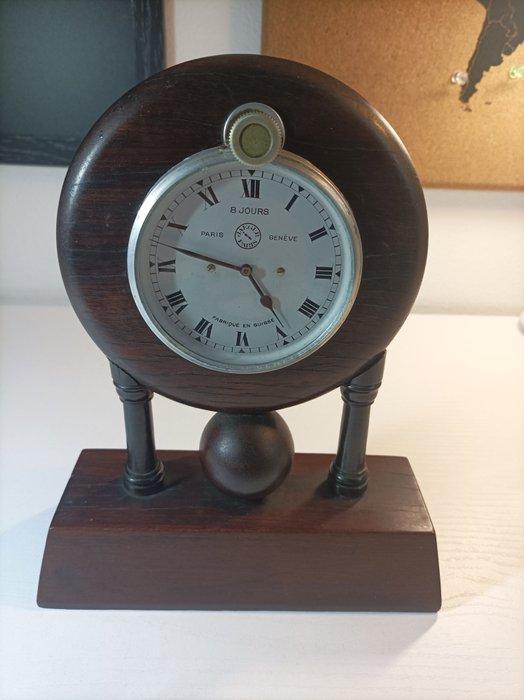 Tafelklok - Jaeger - Messing, Hout - 1940-1950, Antiek en Kunst, Antiek | Klokken