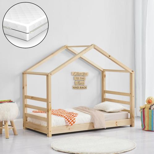 Kinderbed grenen huisbed incl. matras 80x160 cm hout, Huis en Inrichting, Slaapkamer | Matrassen en Bedbodems, Nieuw, Verzenden