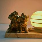 Lamp - Marmer, Zinklegering - Nachtlampje Hond en Kat, Antiek en Kunst