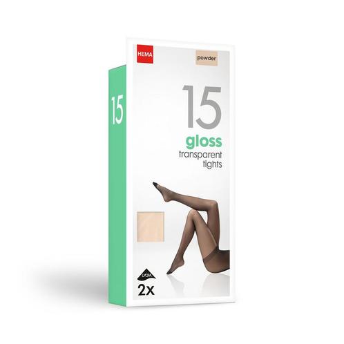 HEMA Pantys glanzend 15denier - 2 stuks poeder, Kleding | Dames, Leggings, Maillots en Panty's, Nieuw, Verzenden