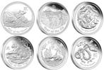 SERIE Lunar II 2 oz 2008 t/m 2019, Zilver, Losse munt, Verzenden