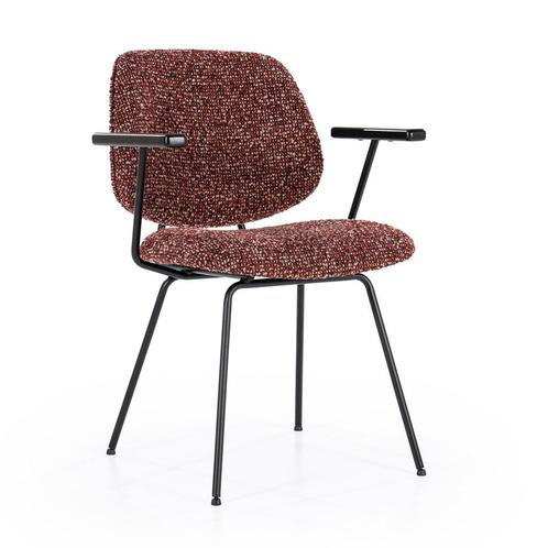 *WOONWINKEL* Eleonora Jon Rode Eetkamerstoel Met Armleuninge, Huis en Inrichting, Stoelen, Rood, Nieuw, Stof, Verzenden