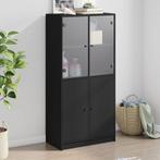 vidaXL buffetkast met deuren 68x37x142 cm bewerkt hout zwart, Minder dan 50 cm, Verzenden, Nieuw, Minder dan 100 cm