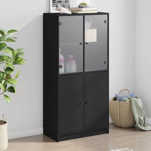 vidaXL buffetkast met deuren 68x37x142 cm bewerkt hout zwart, Huis en Inrichting, Kasten | Buffetkasten, 50 tot 75 cm, Nieuw, Overige houtsoorten