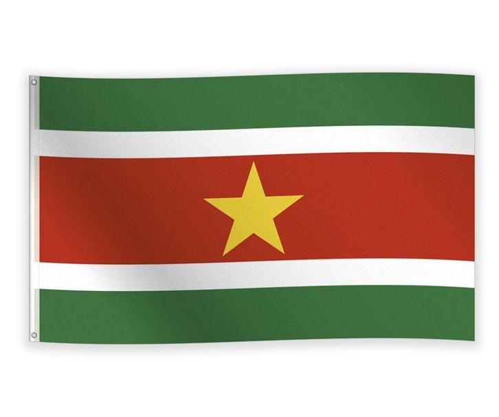 Vlag Suriname 1,5m, Hobby en Vrije tijd, Feestartikelen, Nieuw, Verzenden